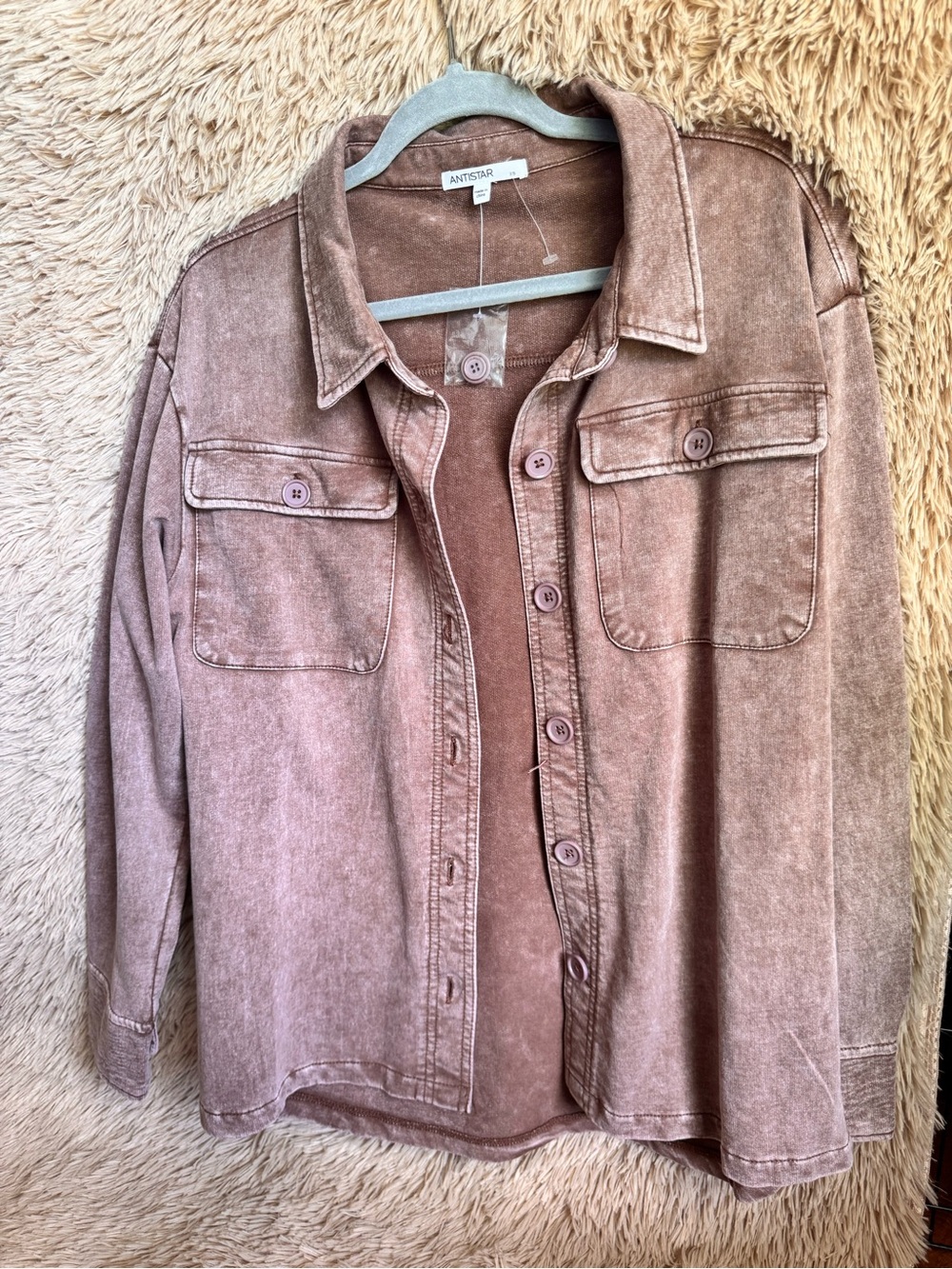 Antik Batik Faded Brown Button-Front Denim Jacket